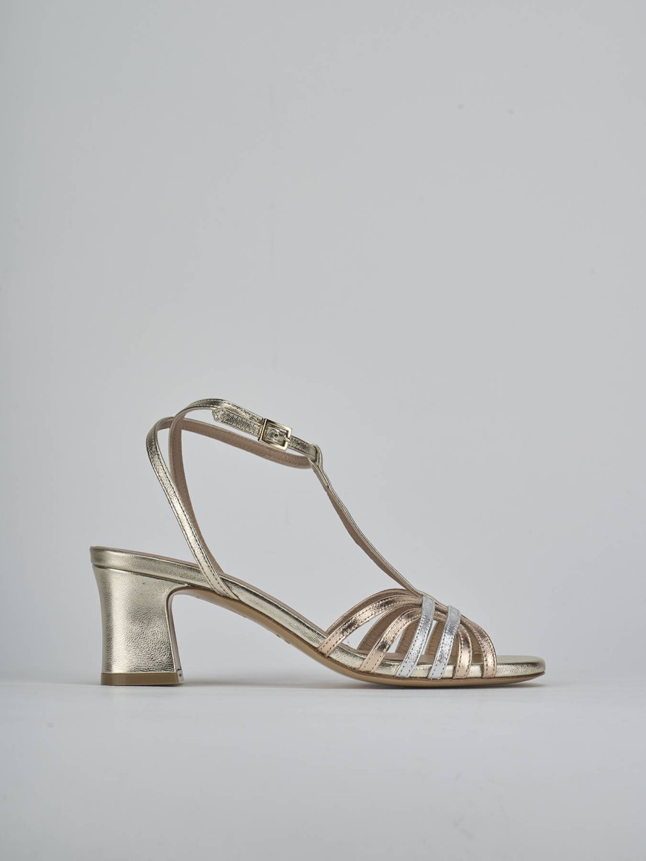 High heel sandals heel 5 cm gold laminated