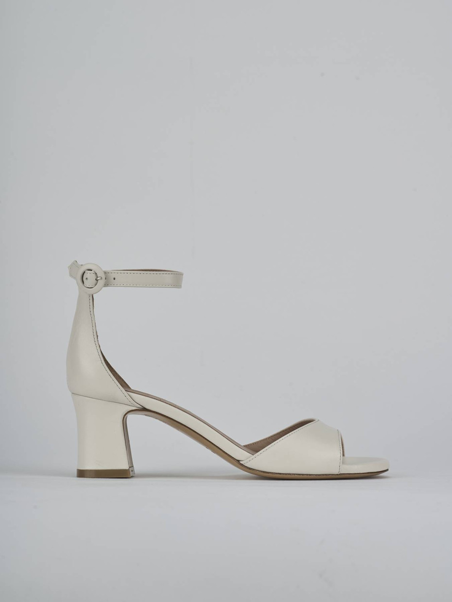 Sandalias de tacón alto tacón 5 cm blanco cuero