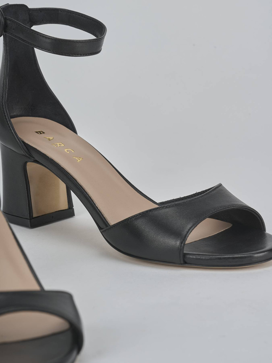 High heel sandals heel 5 cm black leather