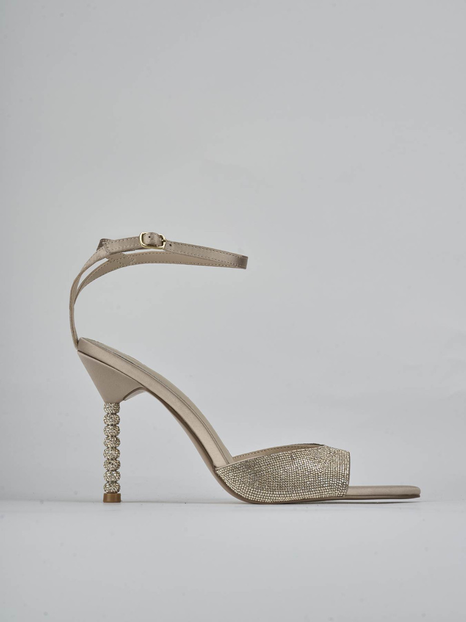 Sandalias de tacón alto tacón 9 cm beis cuero