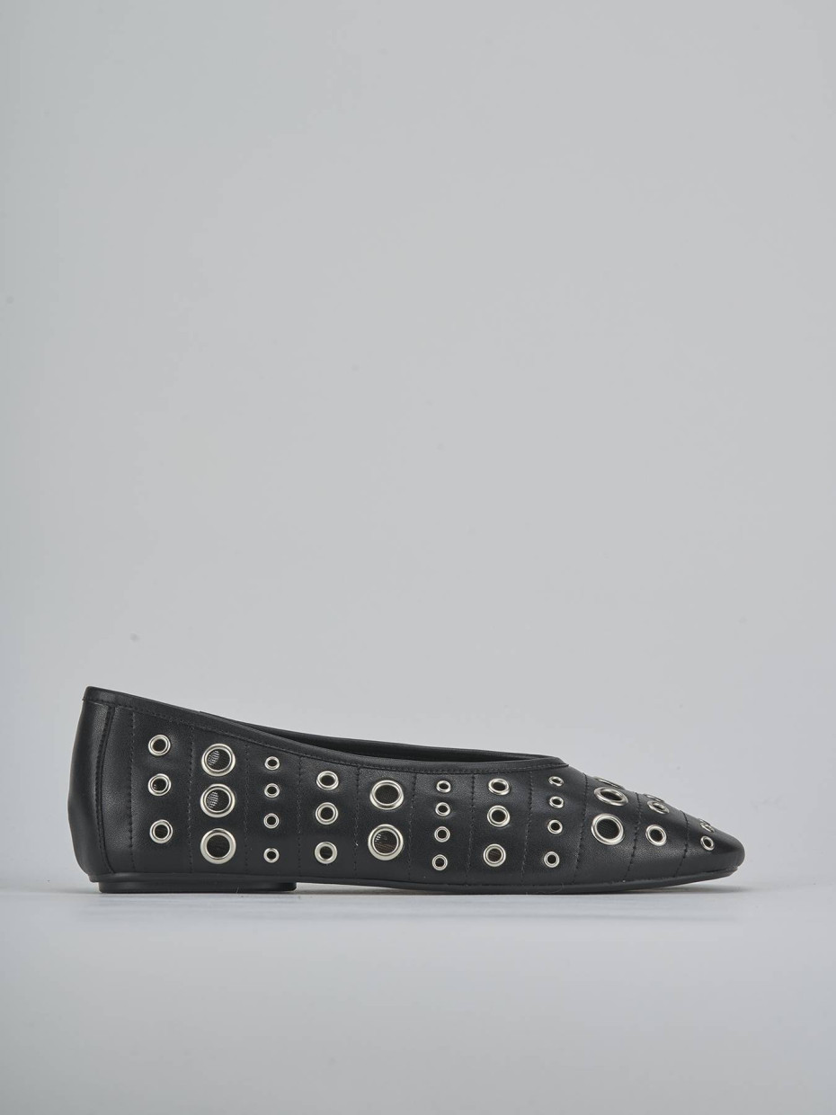 Flat shoes heel 1 cm black leather