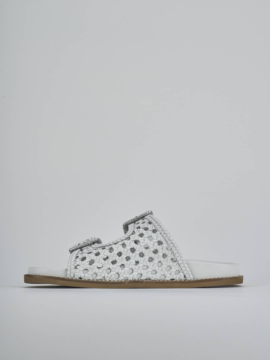 Mules tacón 1 cm blanco cuero