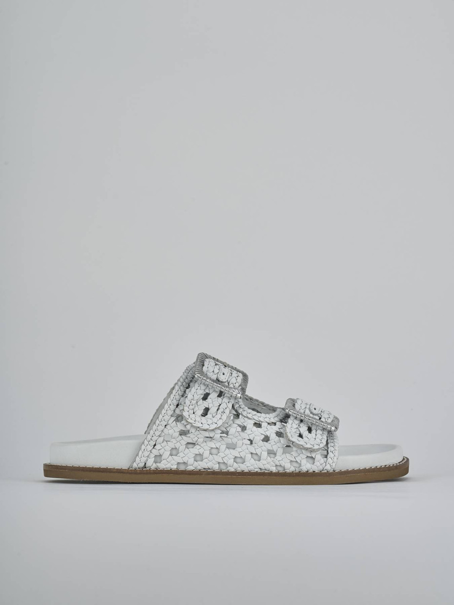 Mules tacón 1 cm blanco cuero