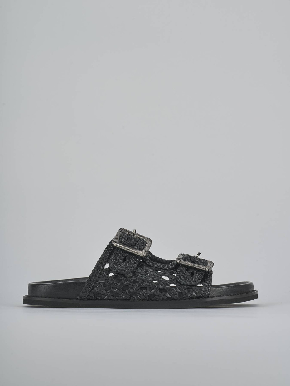 Mules tacón 1 cm negro cuero
