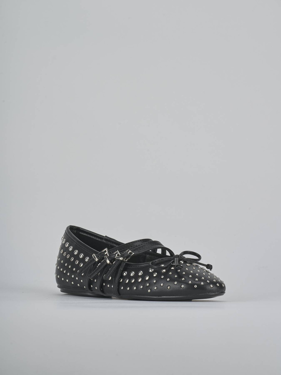 Bailarinas tacón 1 cm negro cuero