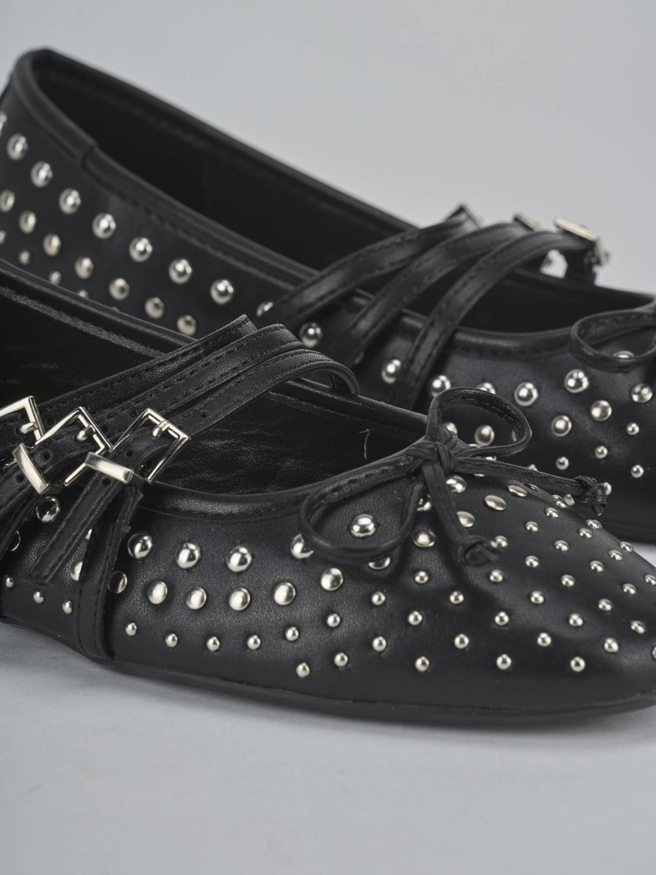 Bailarinas tacón 1 cm negro cuero