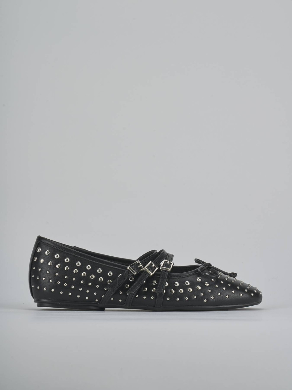 Bailarinas tacón 1 cm negro cuero