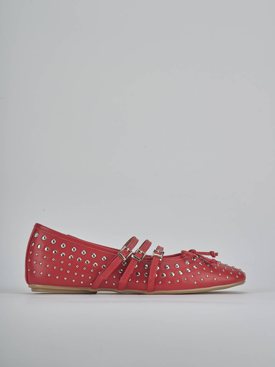 Bailarinas tacón 1 cm rojo cuero