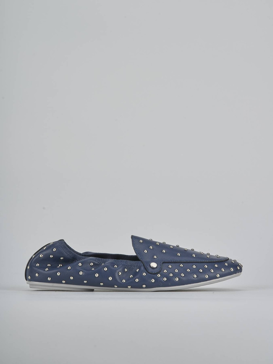 Loafers heel 1 cm blu leather