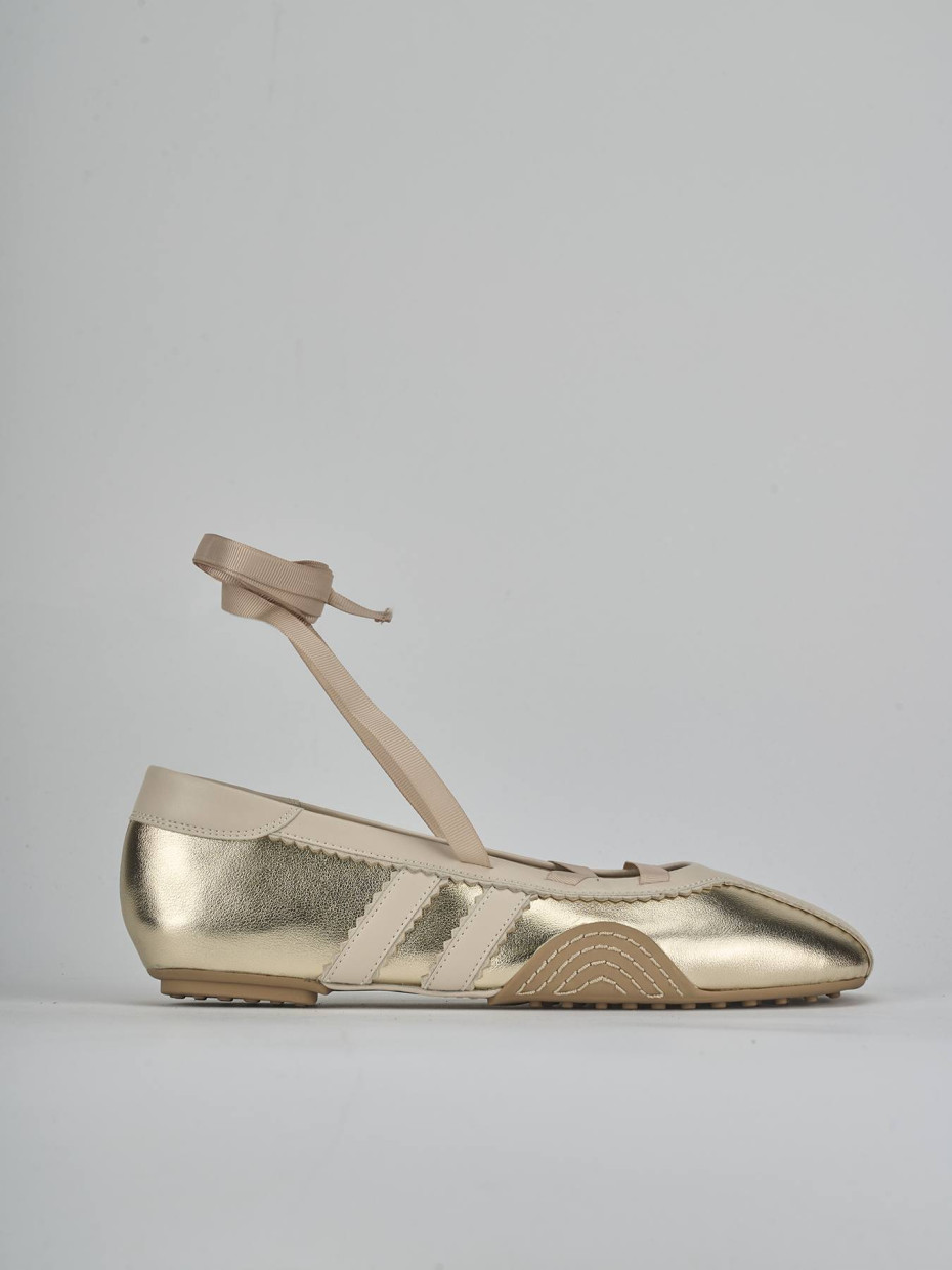 Bailarinas tacón 1 cm oro cuero