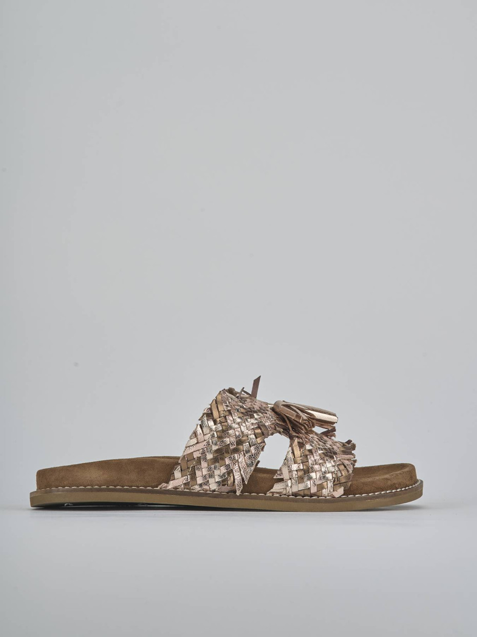 Mules tacón 1 cm bronce laminado