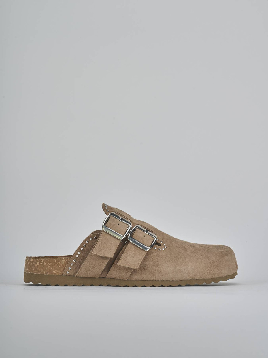 Sabot heel 1 cm beige suede