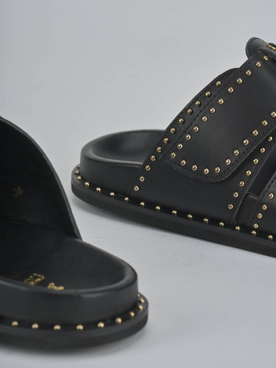 Sabot heel 1 cm black leather