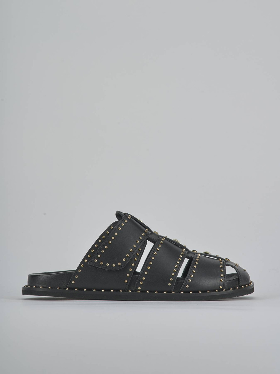 Sabot heel 1 cm black leather