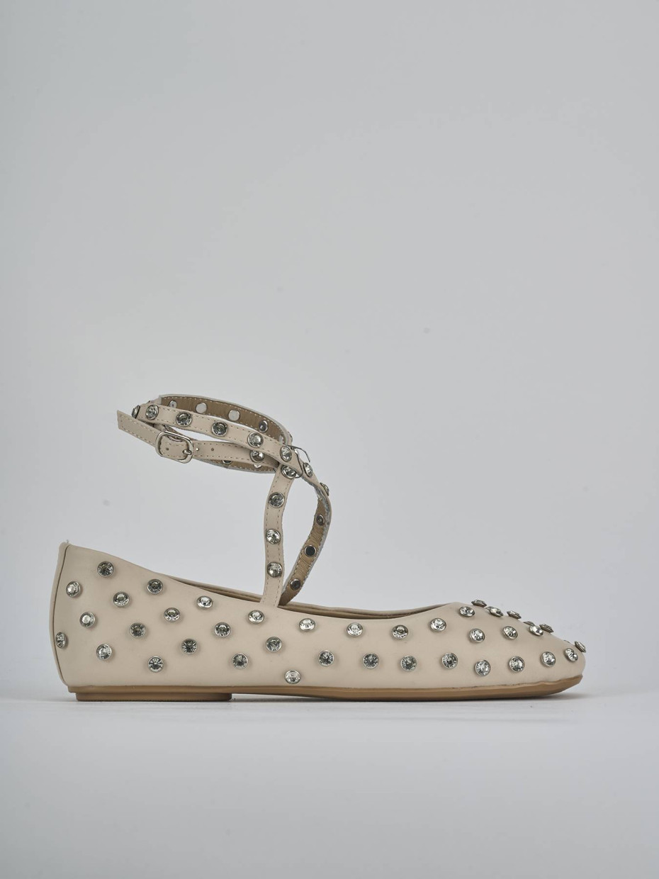 Bailarinas tacón 1 cm beis cuero