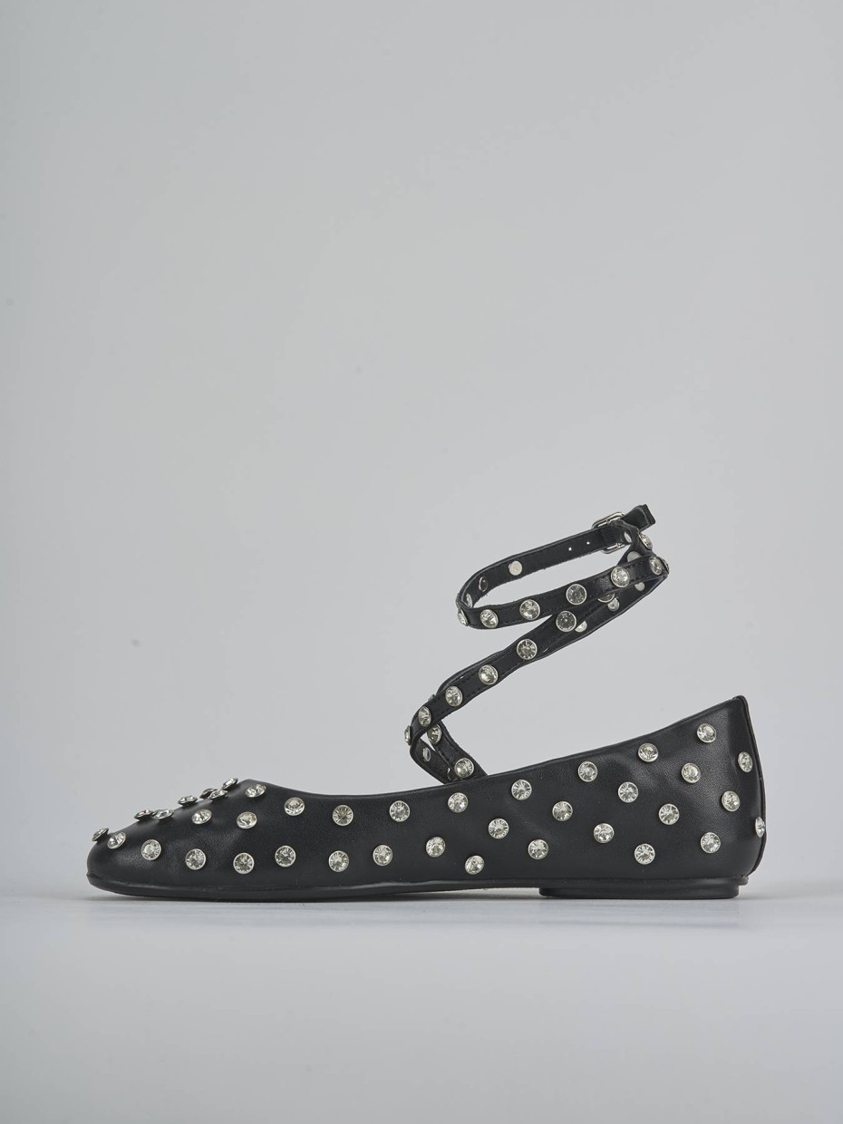 Flat shoes heel 1 cm black leather