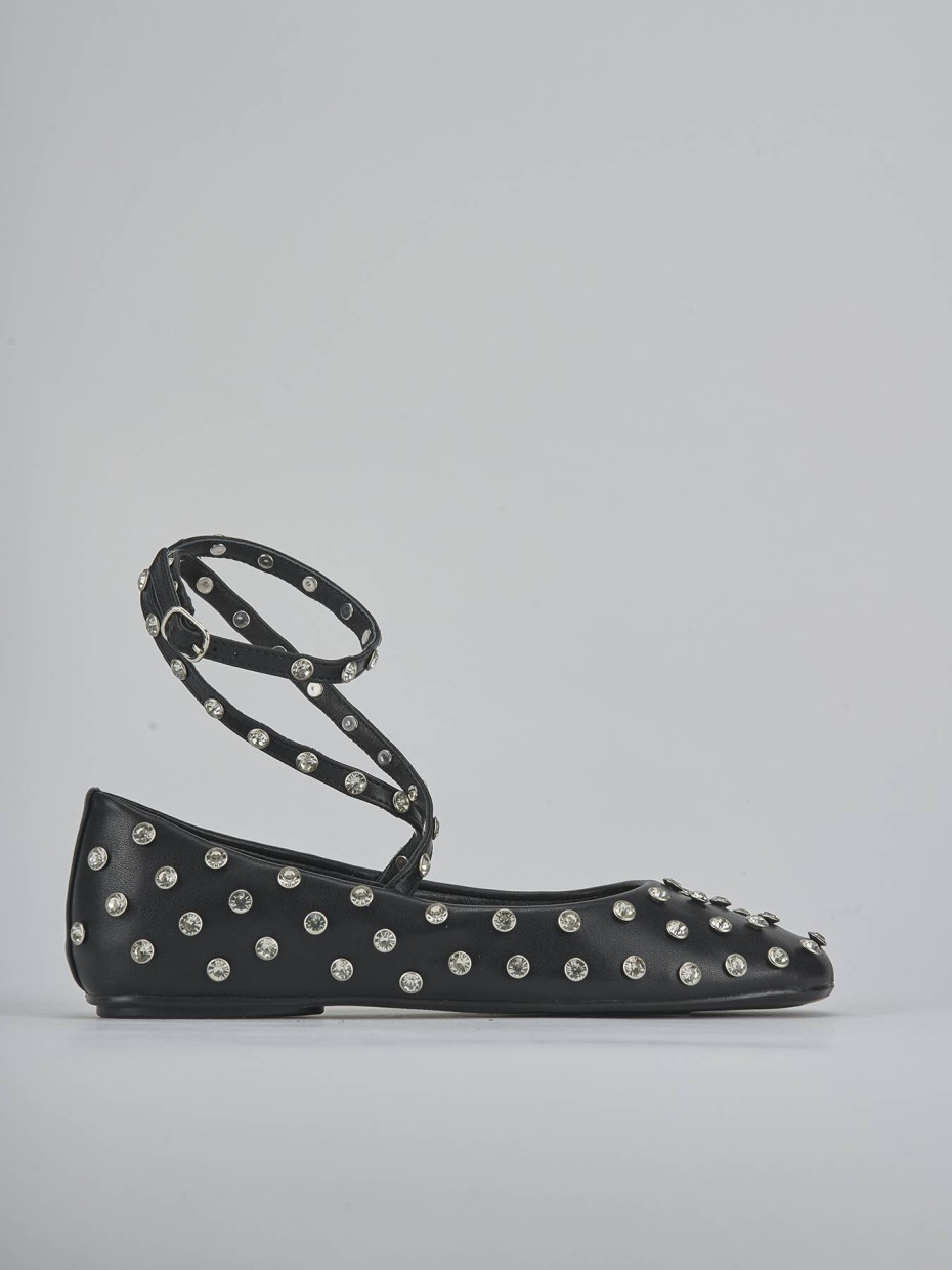 Flat shoes heel 1 cm black leather
