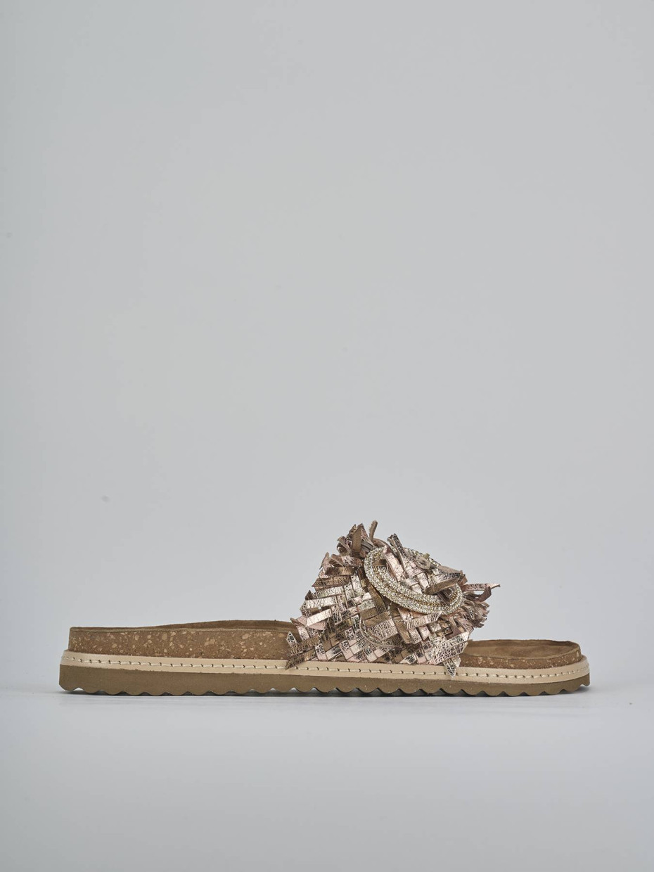 Mules tacón 1 cm bronce laminado