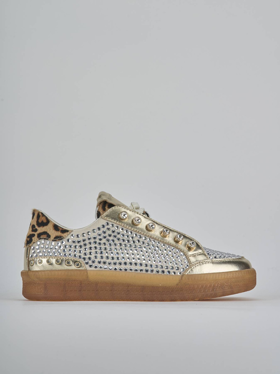 Sneakers heel 1 cm gold laminated