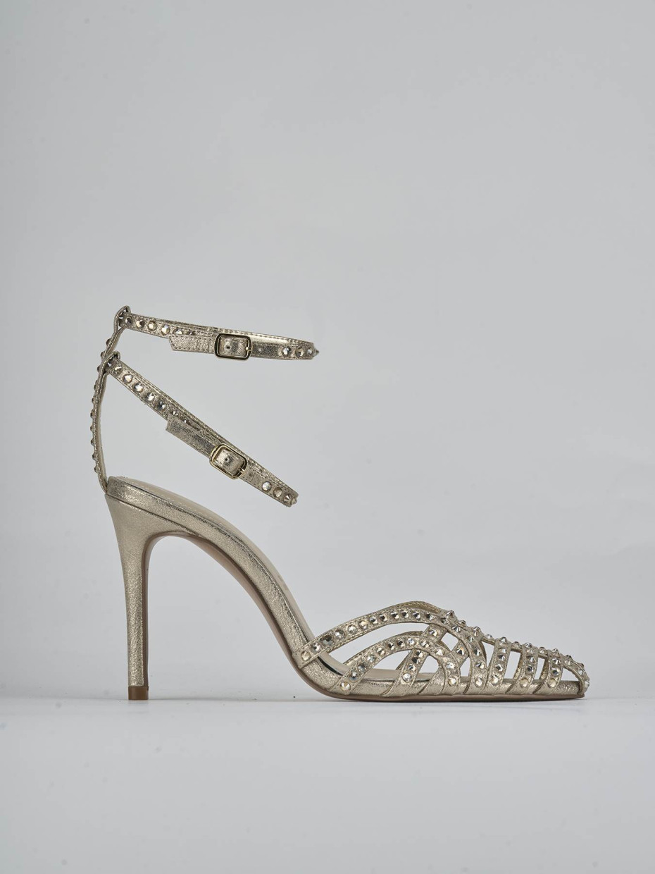 High heel sandals heel 8 cm gold leather