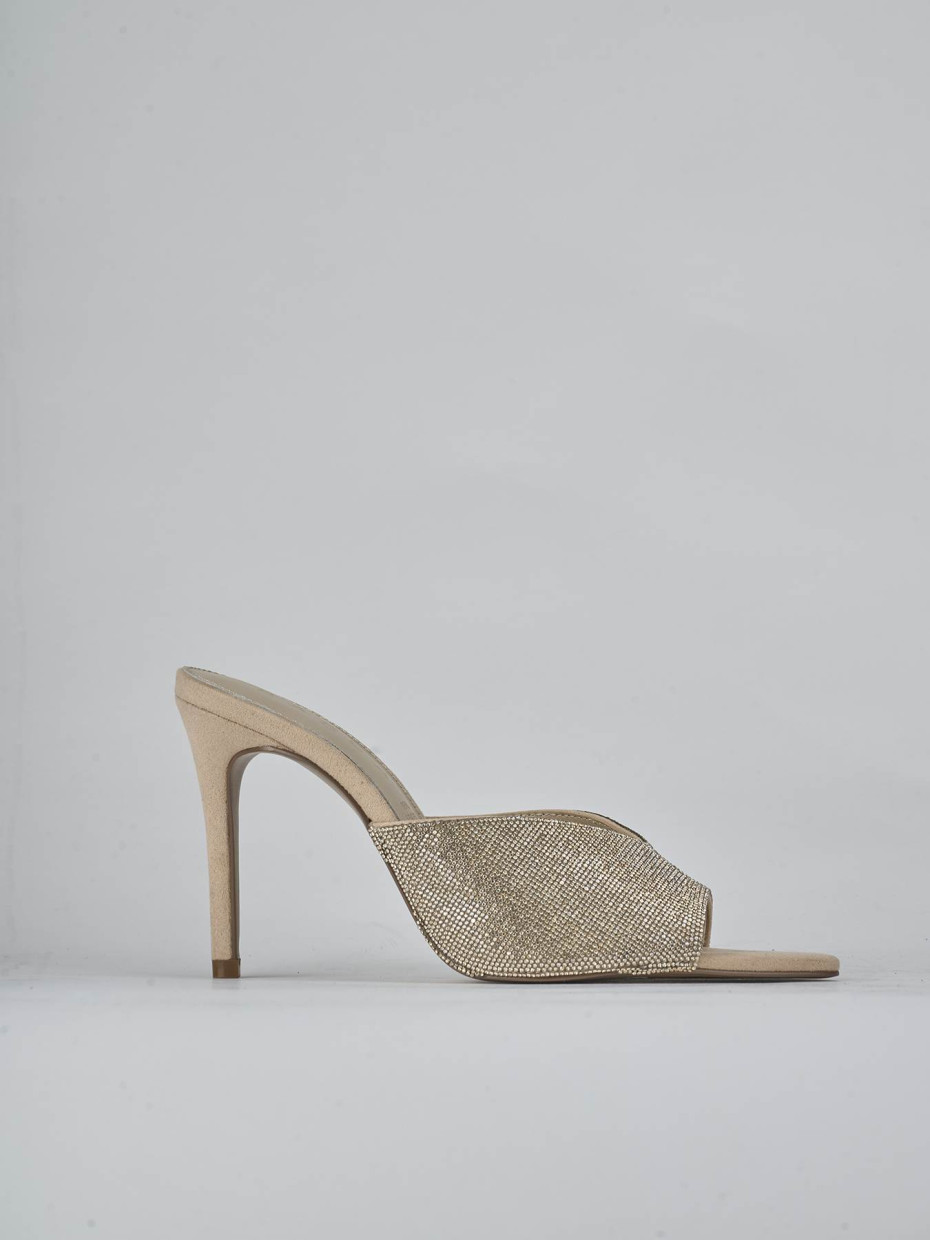Mules tacón 10 cm beis ante