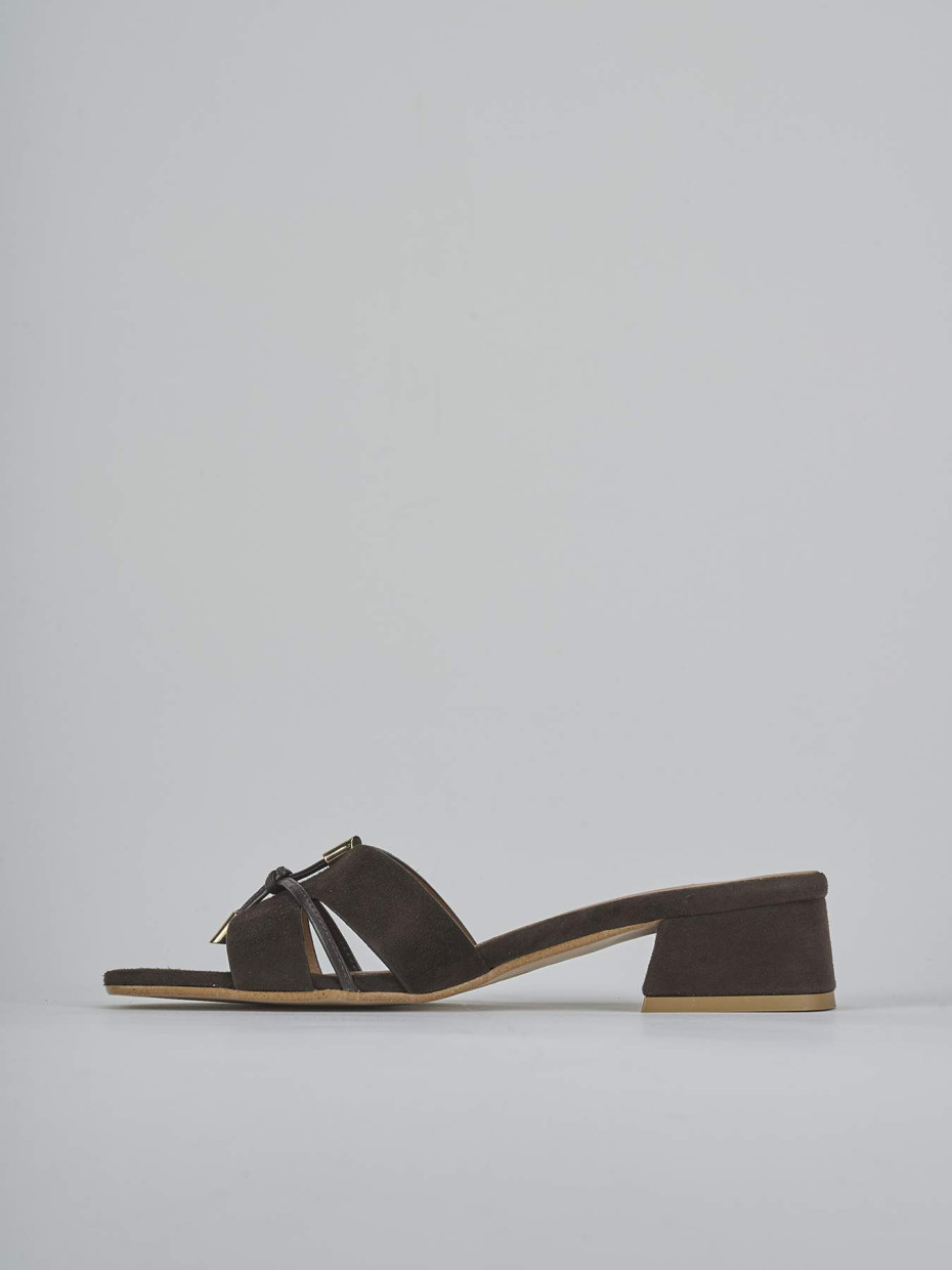 Mules tacón 3 cm marrón oscuro ante