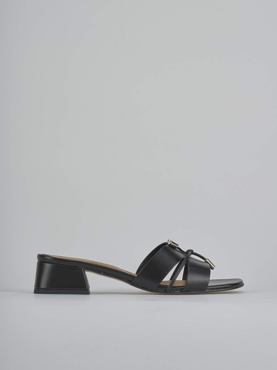 Mules tacón 3 cm negro cuero