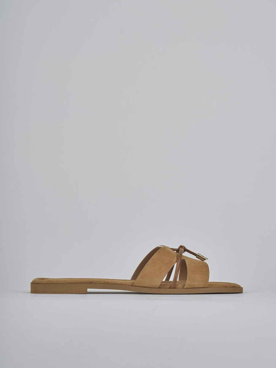 Slippers heel 1 cm brown suede