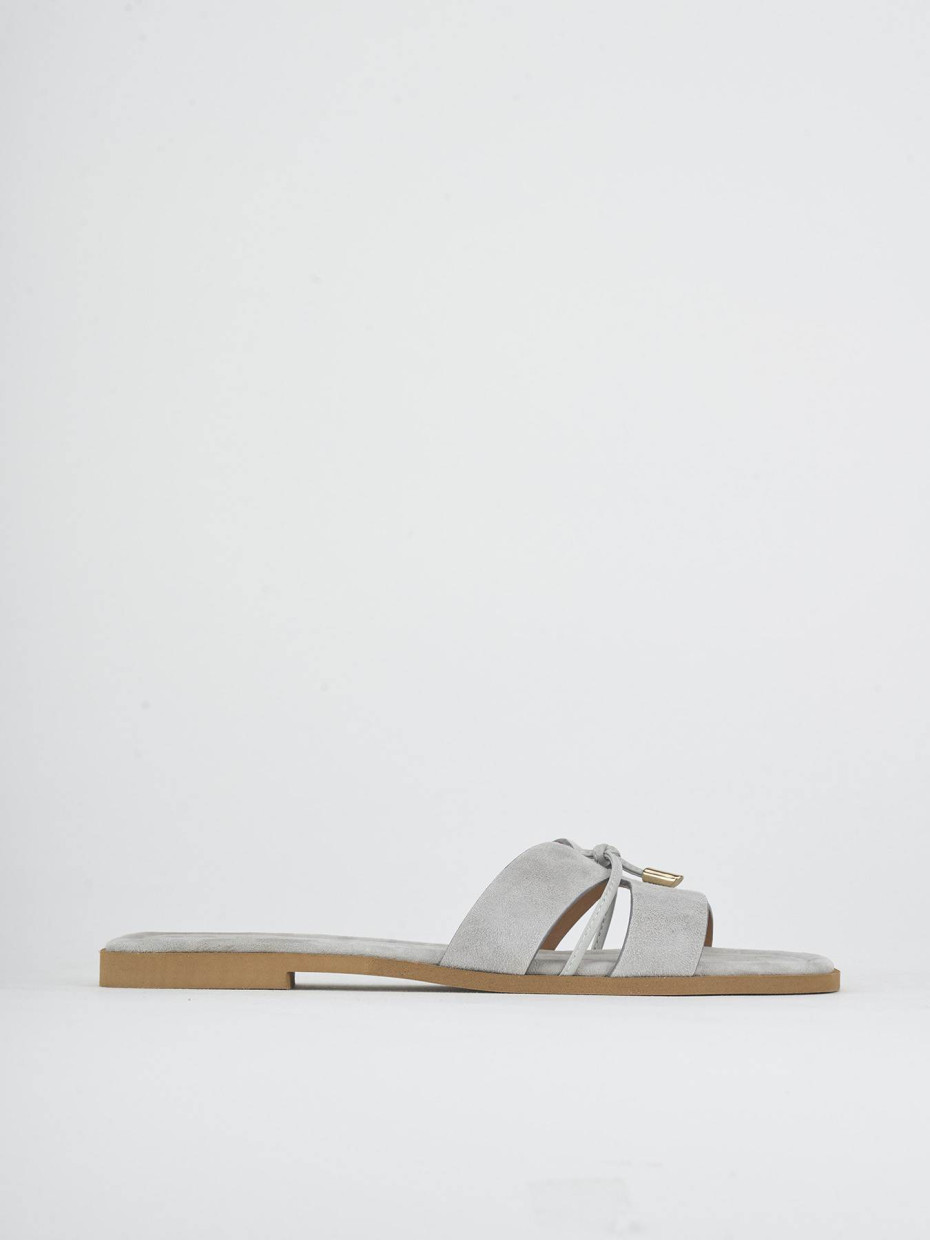Slippers heel 1 cm grey suede
