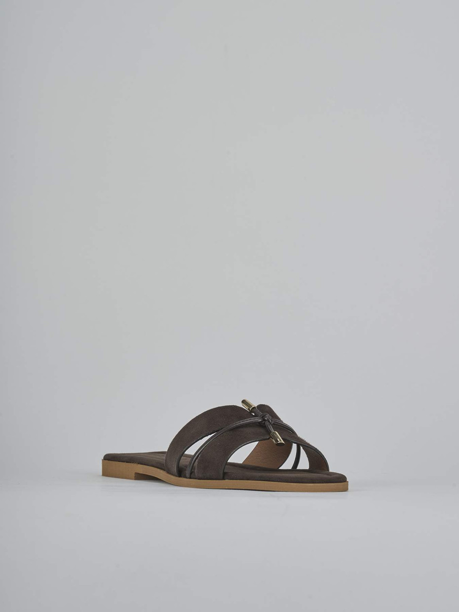 Slippers heel 1 cm dark brown suede