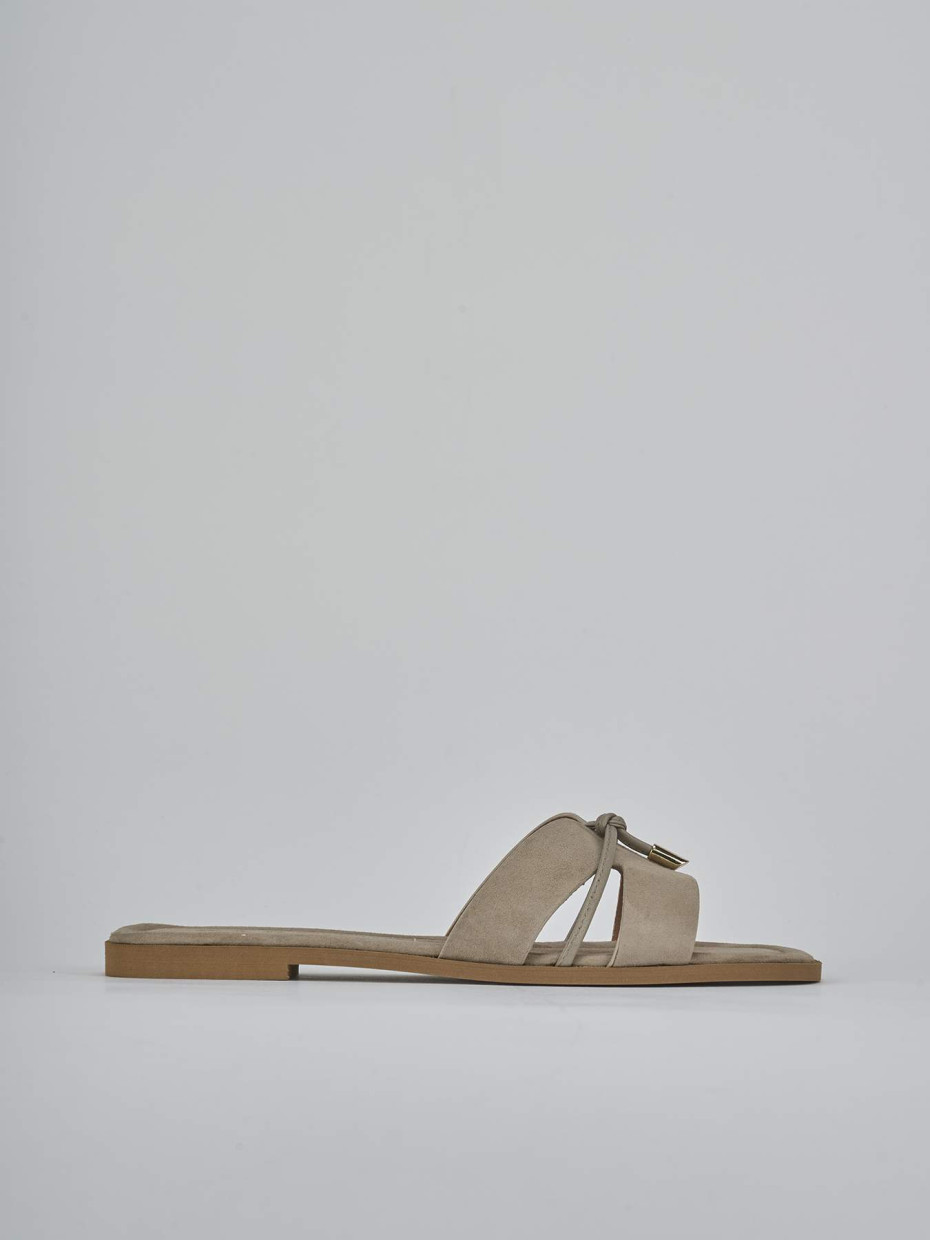 Slippers heel 1 cm beige suede