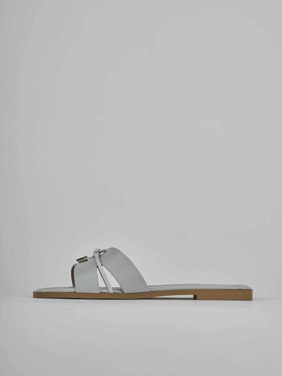Mules tacón 1 cm gris cuero