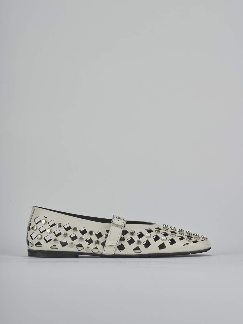 Flat shoes heel 1 cm white leather