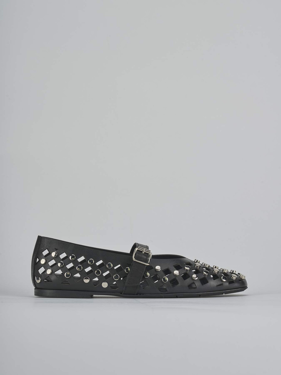 Bailarinas tacón 1 cm negro cuero