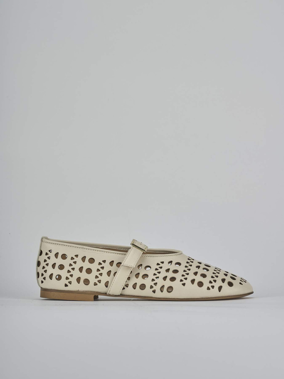 Bailarinas tacón 1 cm beis cuero