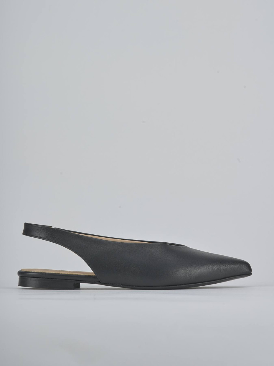 Bailarinas tacón 1 cm negro cuero
