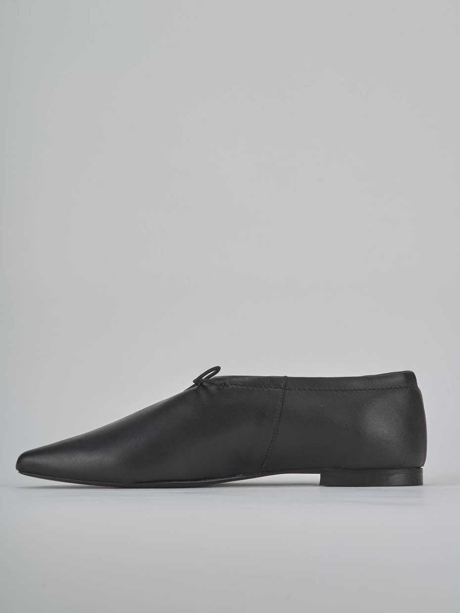 Bailarinas tacón 1 cm negro cuero