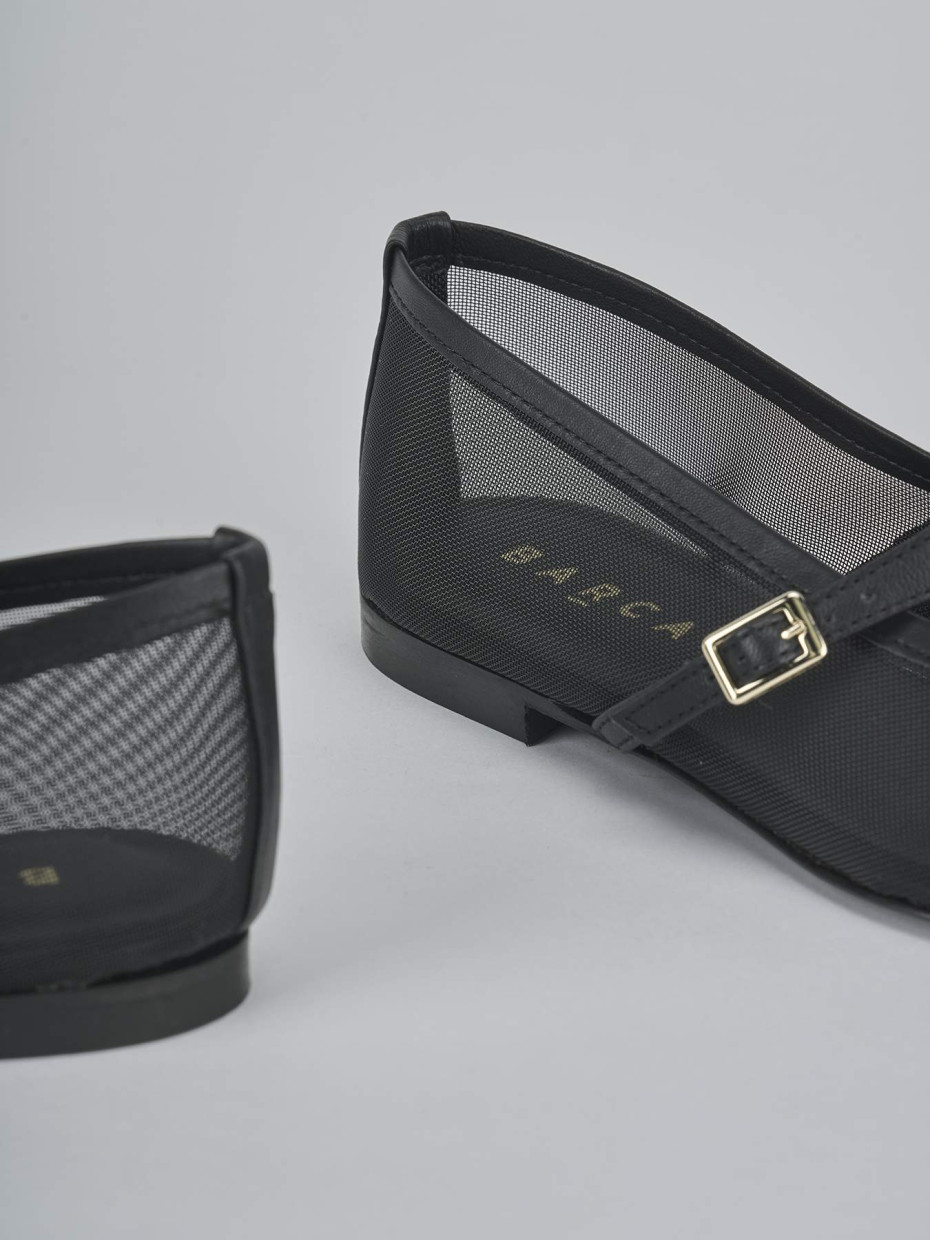 Bailarinas tacón 1 cm negro cuero