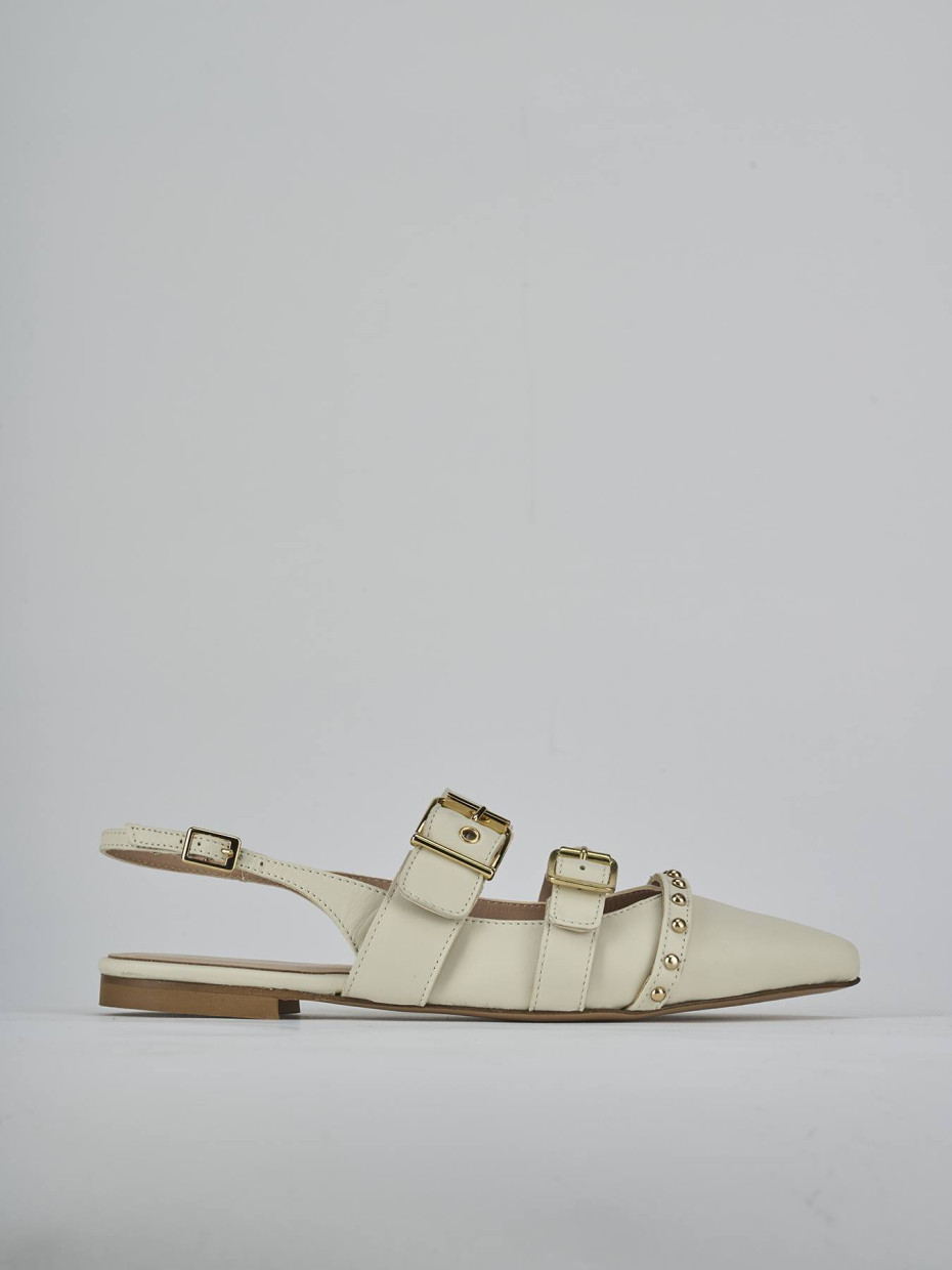 Flat shoes heel 1 cm beige leather