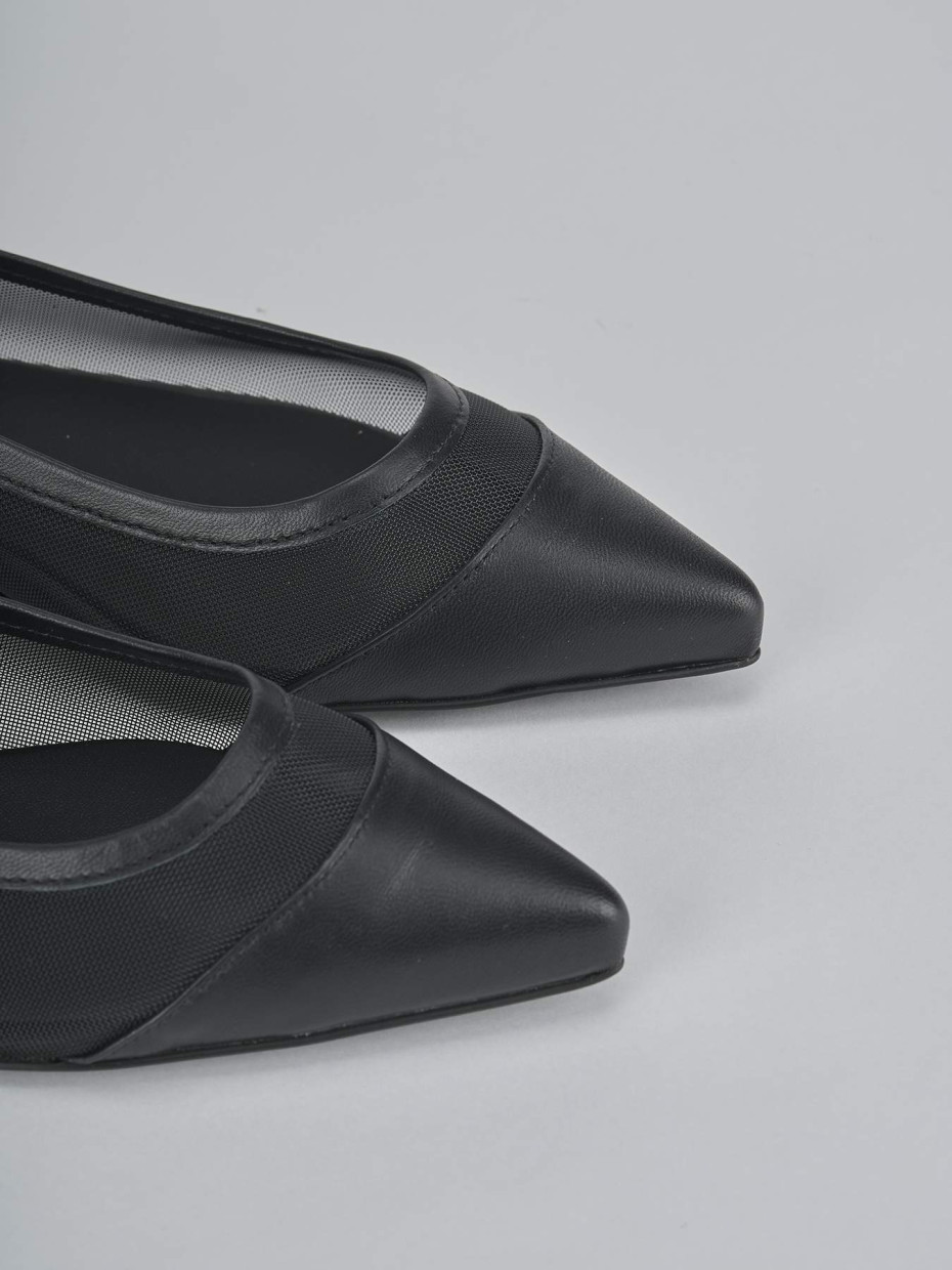 Bailarinas tacón 1 cm negro cuero
