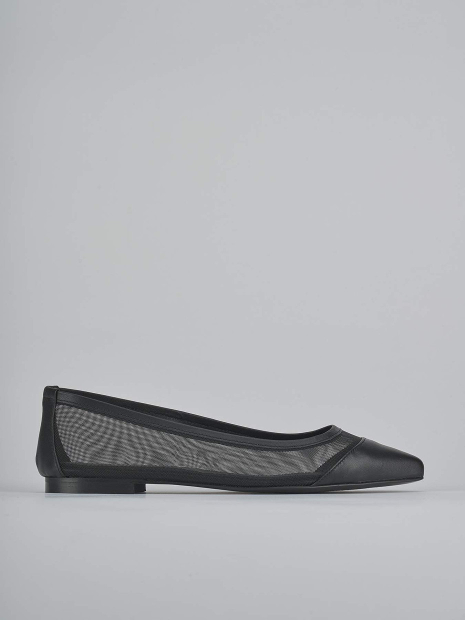 Bailarinas tacón 1 cm negro cuero