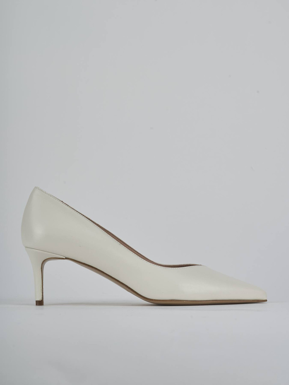 Zapatos de salón tacón 5 cm blanco cuero