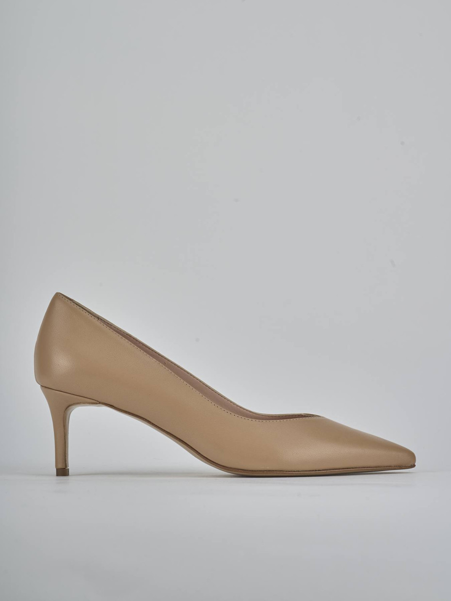 Zapatos de salón tacón 5 cm marrón cuero