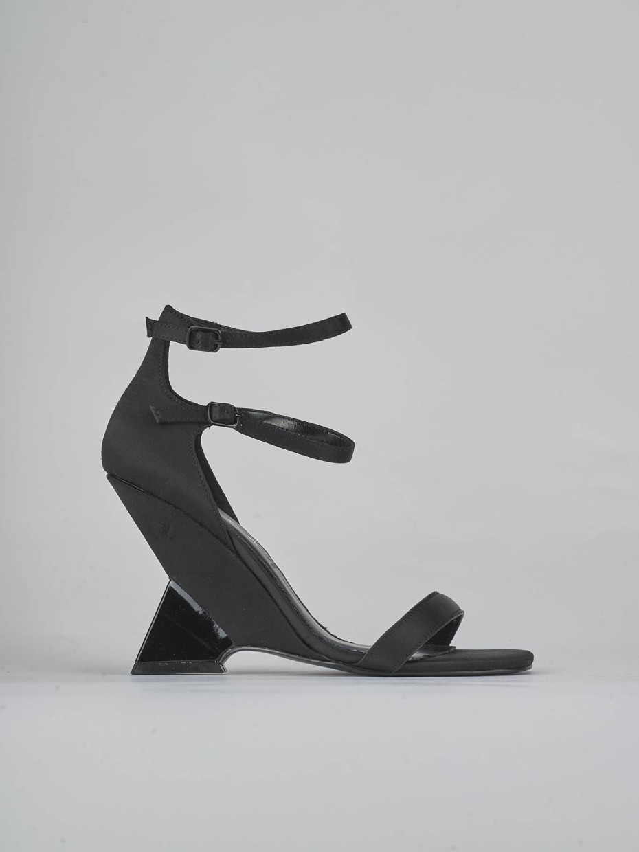 Sandalias de tacón alto tacón 5 cm negro cuero