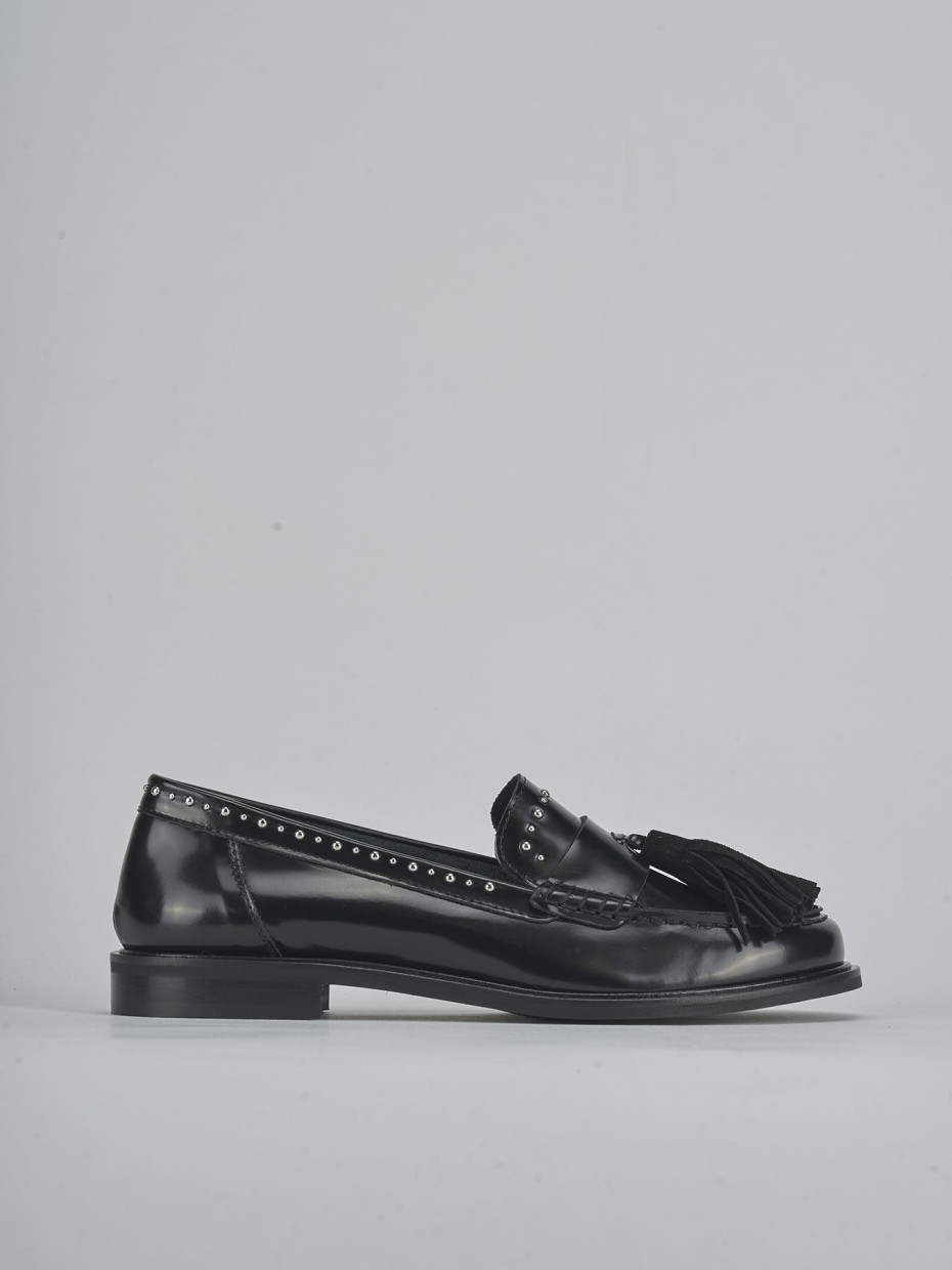 Mocasines tacón 1 cm negro cuero