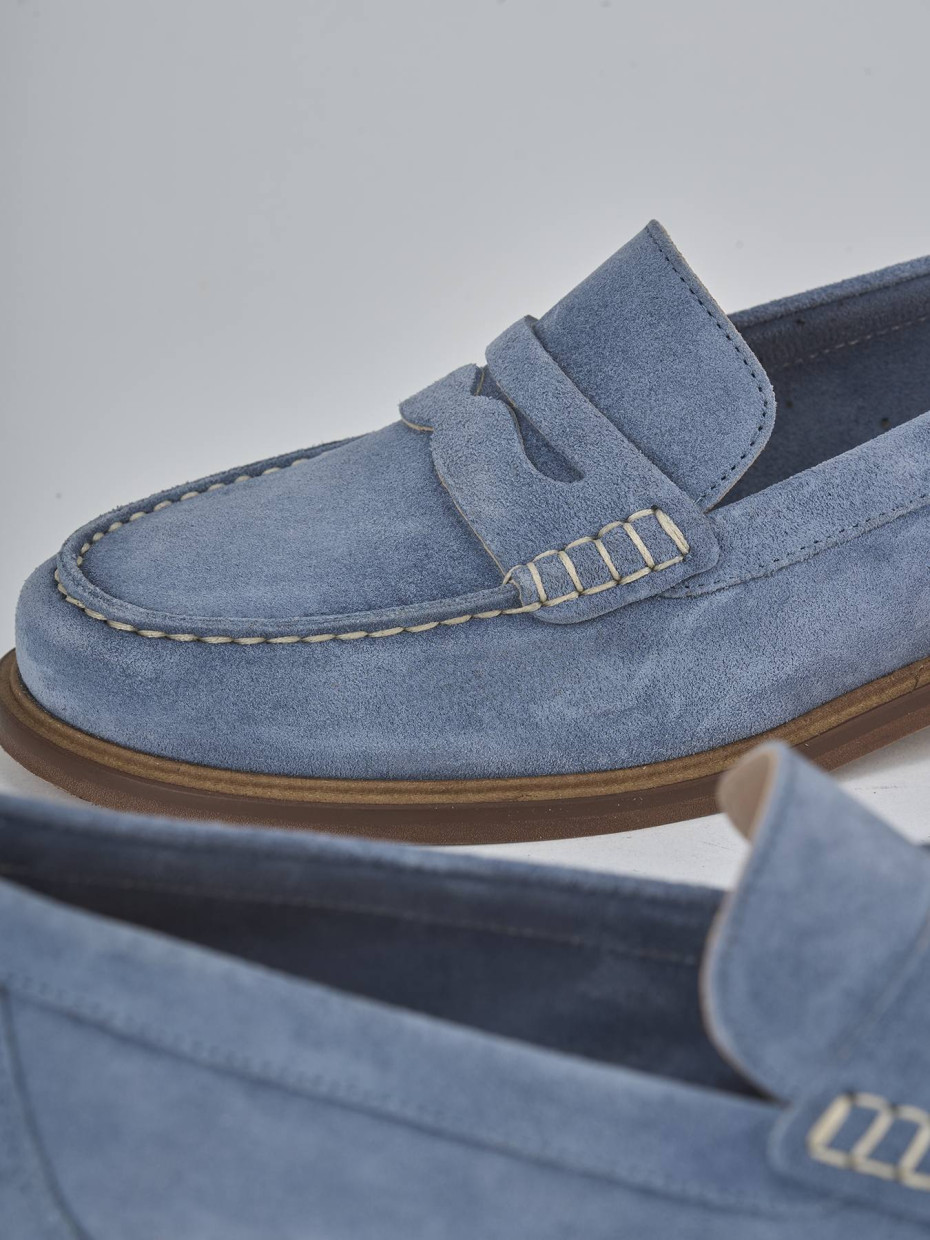 Mocasines tacón 1 cm jeans ante