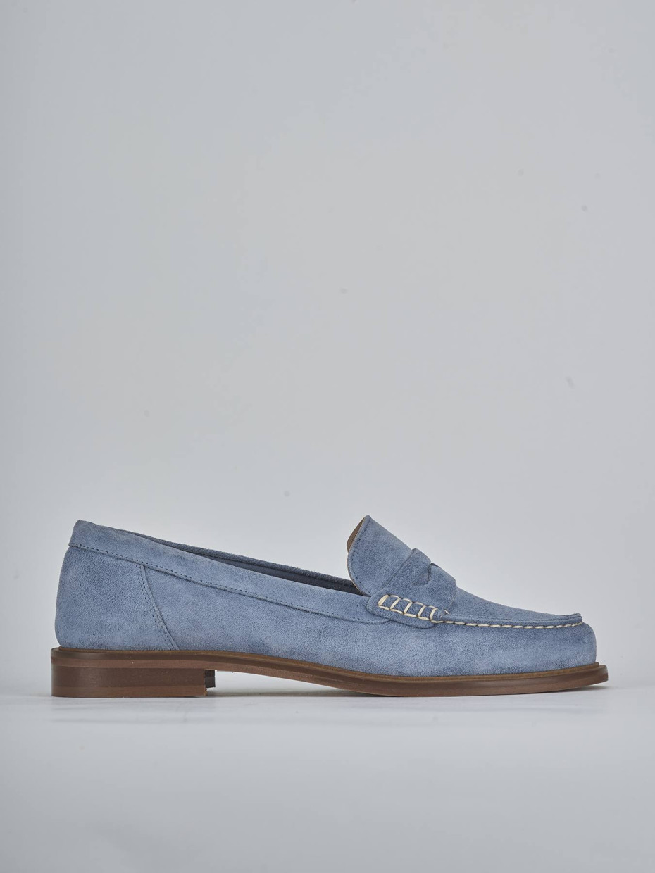 Mocasines tacón 1 cm jeans ante