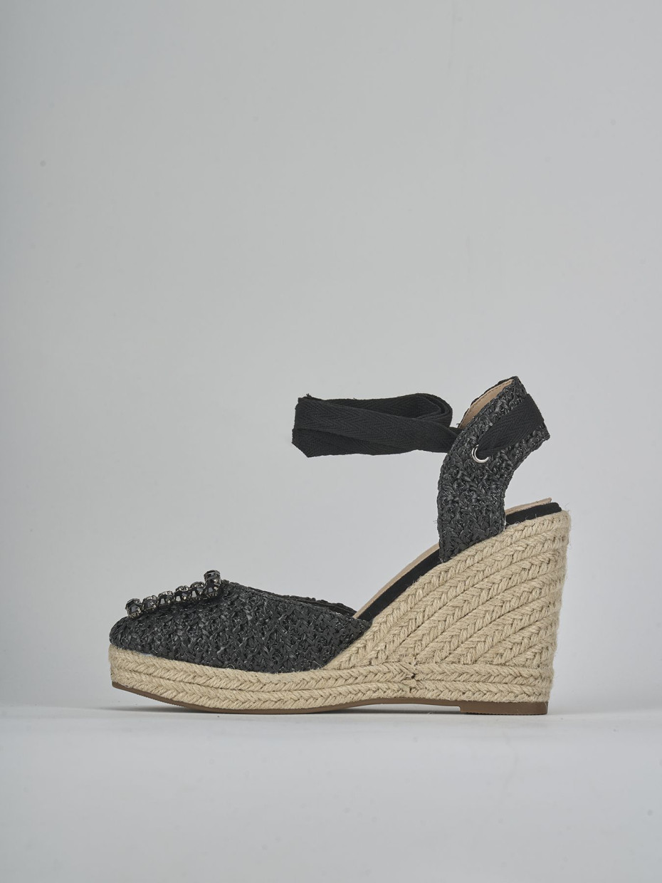 Alpargatas tacón 8 cm negro cuero