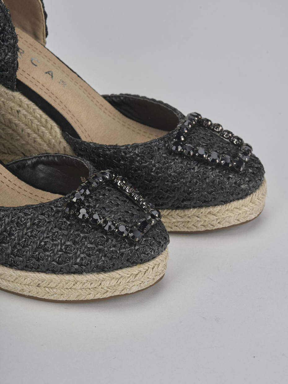 Alpargatas tacón 8 cm negro cuero