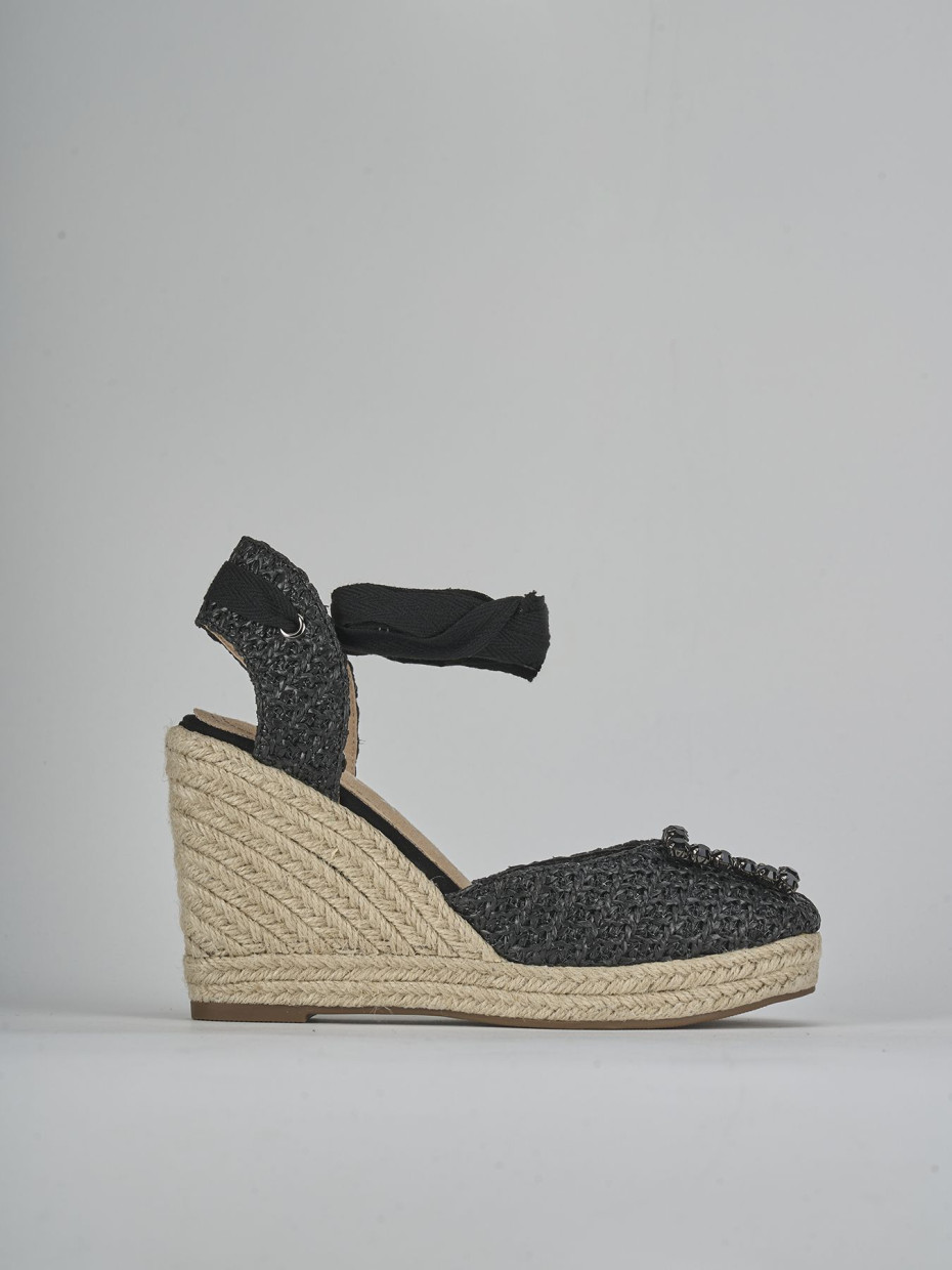 Alpargatas tacón 8 cm negro cuero